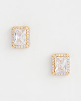 Chico's Gold Emerald Cut Stud Earrings GOLD