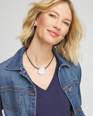 Chico's Silver Glitz Pendant Necklace SILVER