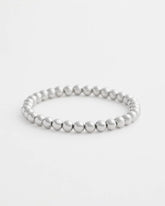 Chico's Small Beaded Silver Tone Stretch Bracelet SILVER