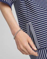Chico's Small Beaded Silver Tone Stretch Bracelet SILVER