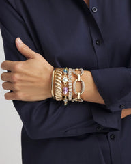 Chico's Large Pave Link Toggle Bracelet GOLD