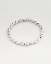 Chico's Silvertone Oval Beaded Stretch Bracelet SILVER