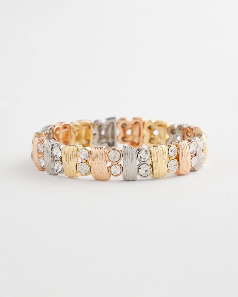 Chico's Tri-Tone Rectangle Stretch Bracelet MIXED METALS