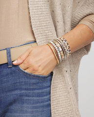 Chico's Tri-Tone Rectangle Stretch Bracelet MIXED METALS