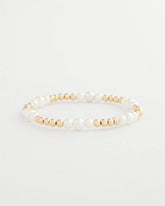 Chico's Goldtone Bead Stretch Bracelet PEARL