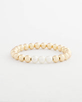 Chico's Goldtone Bead Stretch Bracelet PEARL