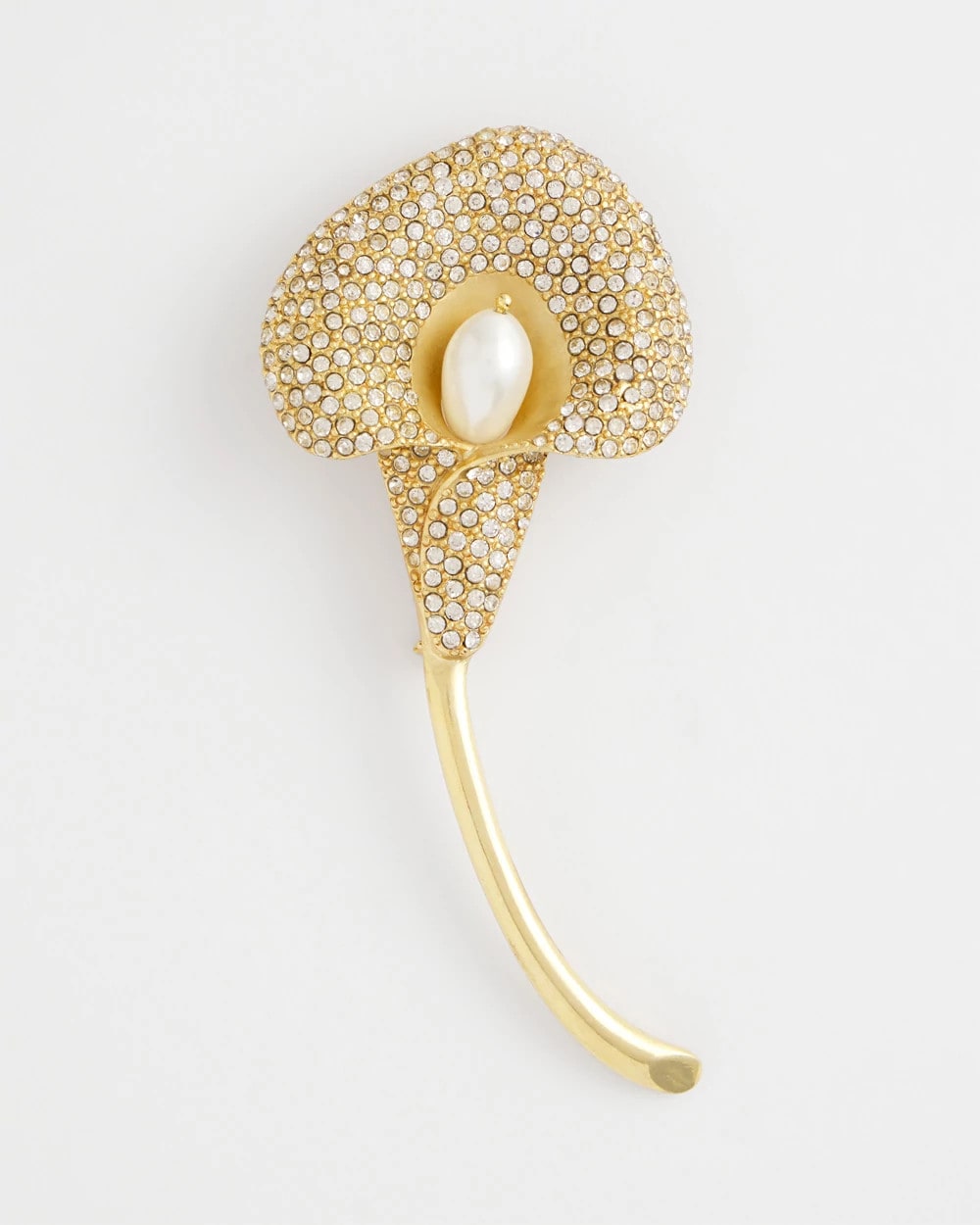 Chico's Encrusted Calla Lily Brooch GOLD