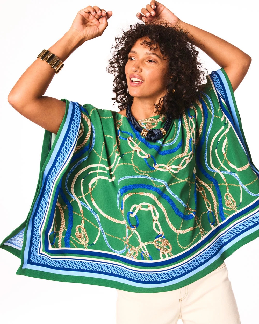 Chico's Rope Relic Poncho JARDIN GREEN
