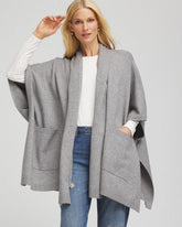 Chico's Long Knit Ruana MOON SHADE GRAY HEATHER
