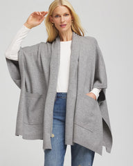 Chico's Long Knit Ruana MOON SHADE GRAY HEATHER