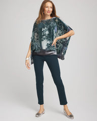 Chico's Velvet Burnout Passion Poncho STRIKING TEAL
