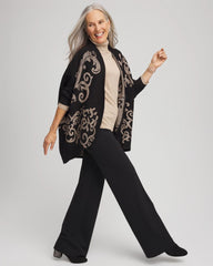 Chico's Ottoman Jacquard Cocoon Cardigan BLACK