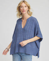 Chico's Open-Knit Splitneck Poncho BLUE LOTUS