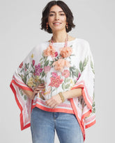 Chico's Wildflower Crepe Boatneck Poncho ALABASTER