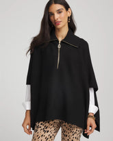 Chico's Cashmere-Blend Pullover Sweater Poncho BLACK