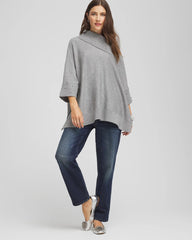 Chico's Embellished Sweater Poncho MOON SHADE GRAY HEATHER