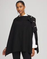 Chico's Embellished Bow Poncho BLACK