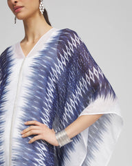 Chico's Long Embellished Linen Kaftan BLUE CASA