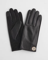 Chico's Leather Button Detail Gloves BLACK