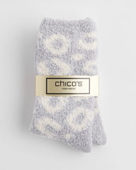Chico's Animal Print Cozy Socks DOVE GRAY