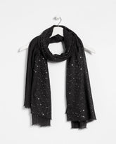 Chico's Metallic Stripe Oblong Scarf BLACK