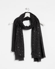 Chico's Metallic Stripe Oblong Scarf BLACK