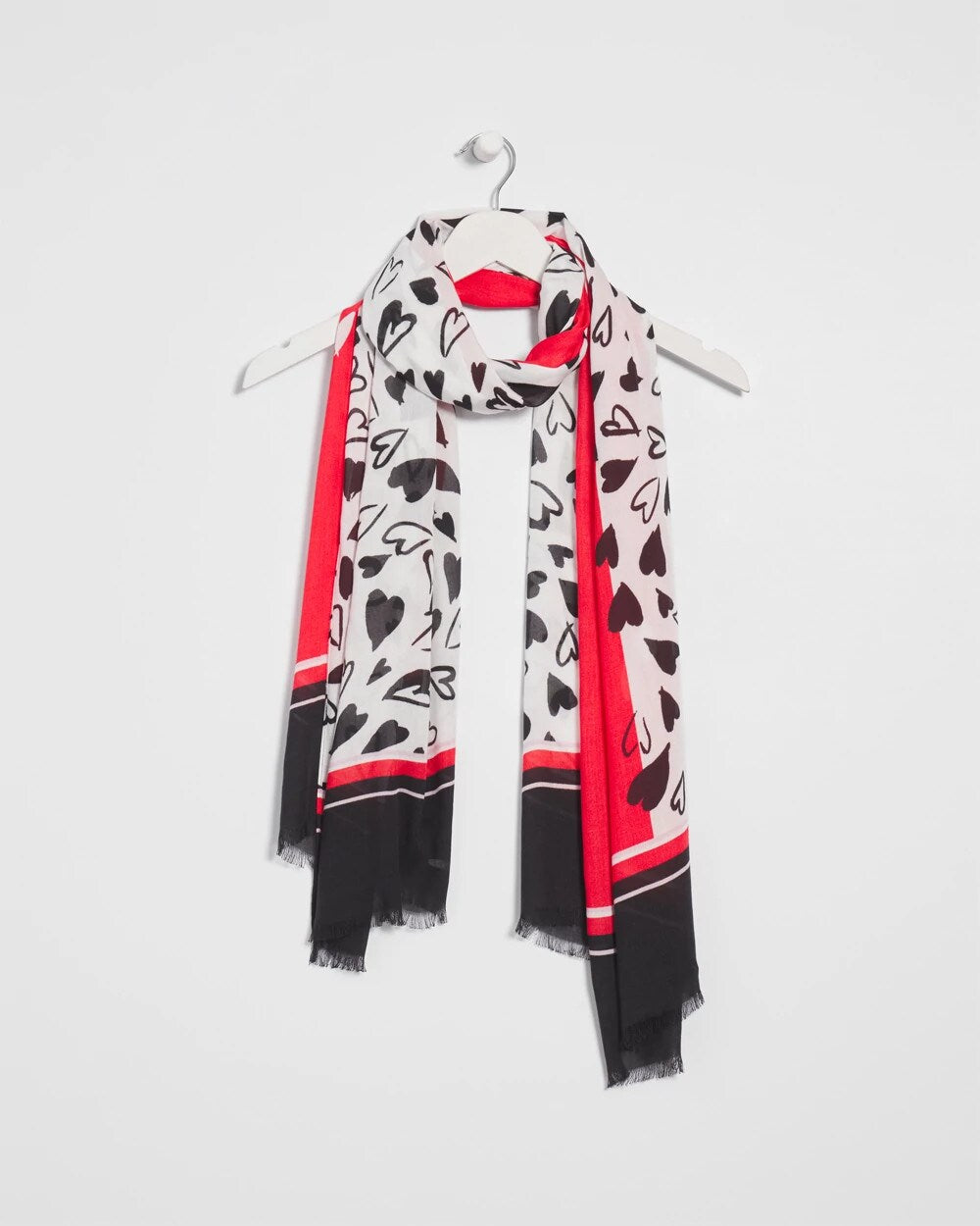 Chico's Lover Girl Woven Oblong Scarf LOVE LETTER RED