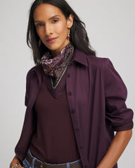 Chico's Frosty Floral Square Neckerchief Scarf BLACK