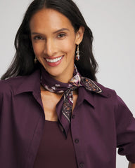 Chico's Frosty Floral Square Neckerchief Scarf BLACK