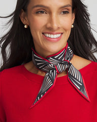 Chico's Abstract Reversible Skinny Scarf ENGLISH CREAM