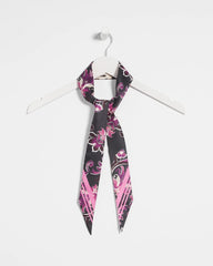Chico's Floral Animal Print Skinny Scarf BLACK