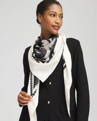 Chico's Printed Triangle Neckerchief Scarf BLACK