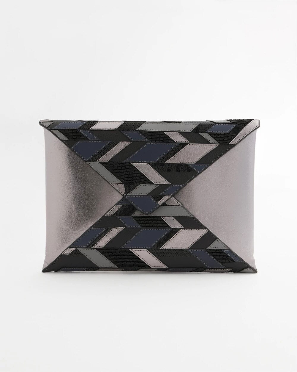 Chico's Embellished Envelope Clutch METALLIC