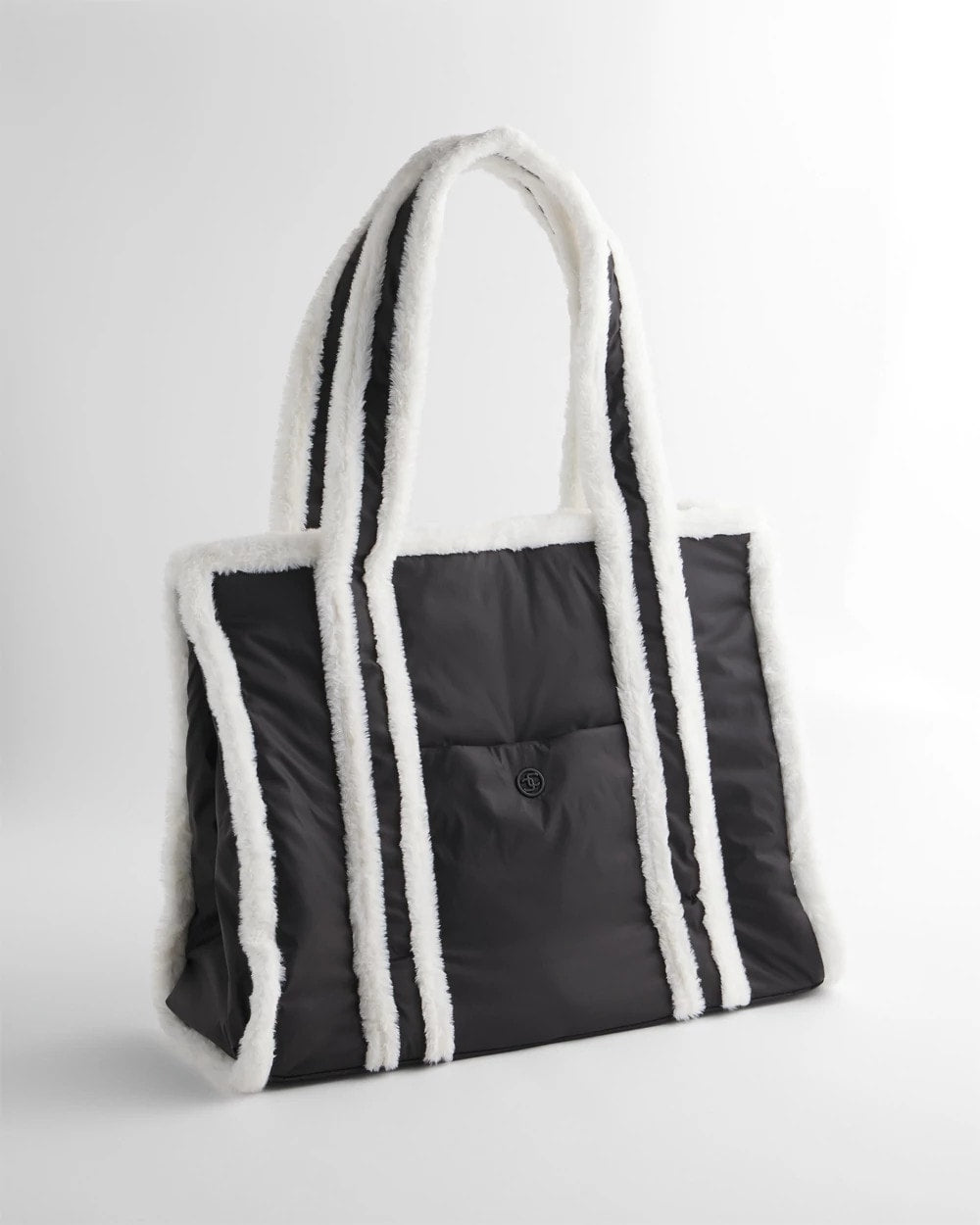 Chico's Faux Fur Sporty Tote Bag BLACK