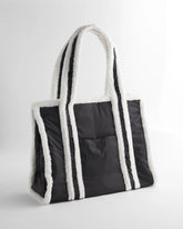 Chico's Faux Fur Sporty Tote Bag BLACK