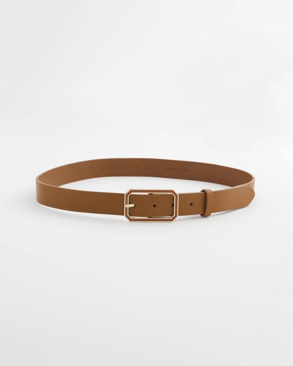 Chico's Cognac Enamel Buckle Trouser Belt BROWN