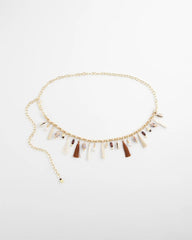 Chico's Novelty Beaded Chain Belt NATURAL