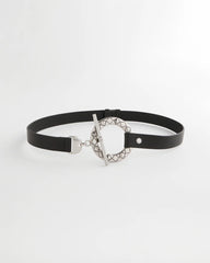 Chico's Silver Toggle Trouser Belt BLACK/SILVER