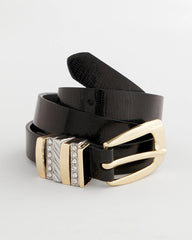 Chico's Mixed Metal Trouser Belt BLACK