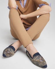 Chico's Peacock Embroidered Flats DENIM