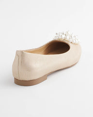 Chico's Olympia Pearl Ballet Flats GOLD