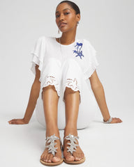 Chico's Beach Starfish T-Strap Sandals SILVER