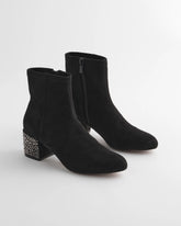 Chico's Embellished Destiny Art Deco Boot Heels BLACK