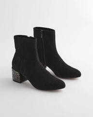Chico's Embellished Destiny Art Deco Boot Heels BLACK