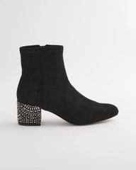 Chico's Embellished Destiny Art Deco Boot Heels BLACK