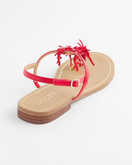 Chico's Coral Beach T-Strap Sandals RED