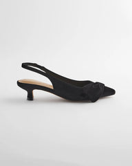 Chico's Charm Velvet Bow Kitten Heels BLACK
