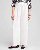 Chico's Petite Crepe Pleated Relaxed Pants ECRU
