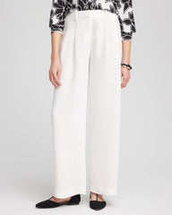Chico's Petite Crepe Pleated Relaxed Pants ECRU