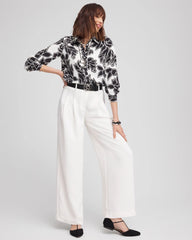 Chico's Petite Crepe Pleated Relaxed Pants ECRU